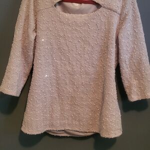 Jennifer Lopez Cream Textured Top